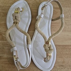 Michael Kors Holly flat rope sandals in white leather. size 39